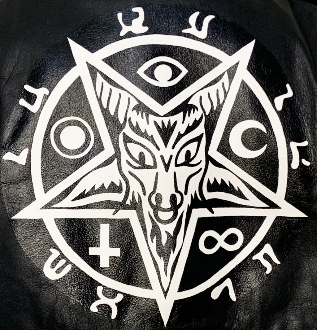 Veste en cuir peinte à la main Baphomet 