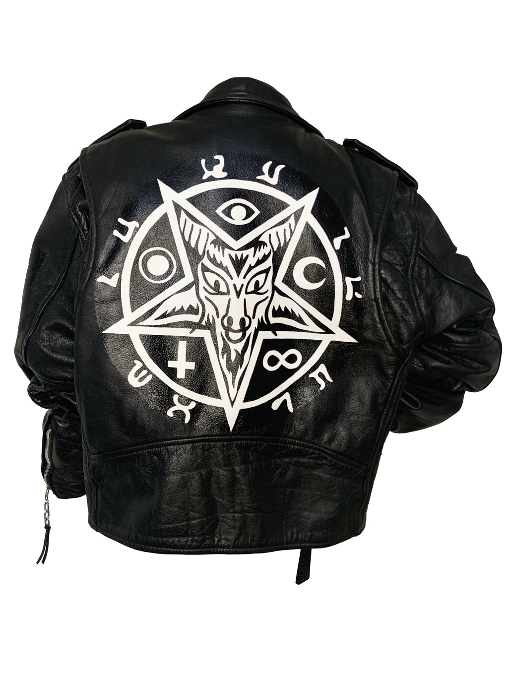 Veste en cuir peinte à la main Baphomet 