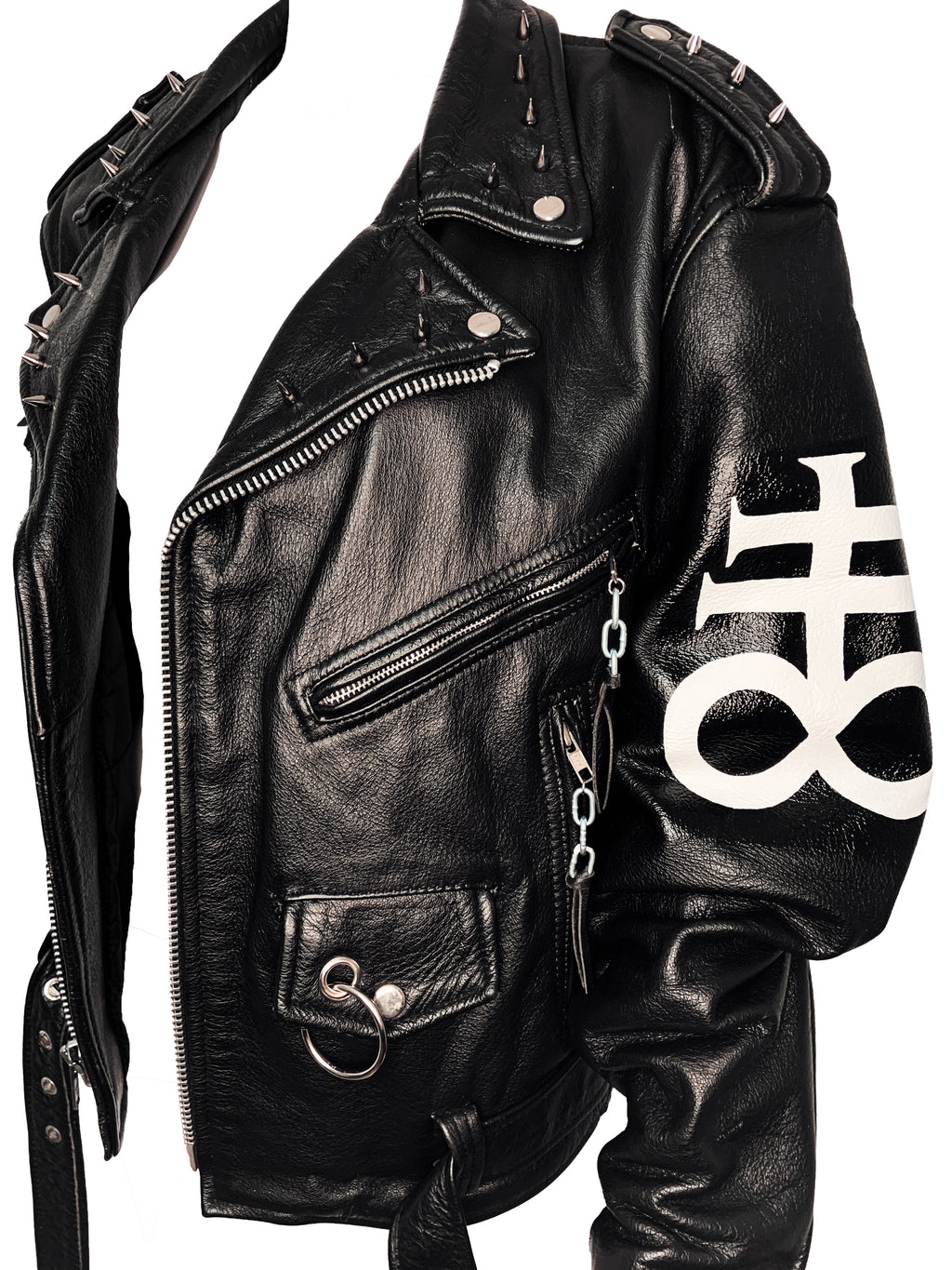 Veste en cuir peinte à la main Baphomet 