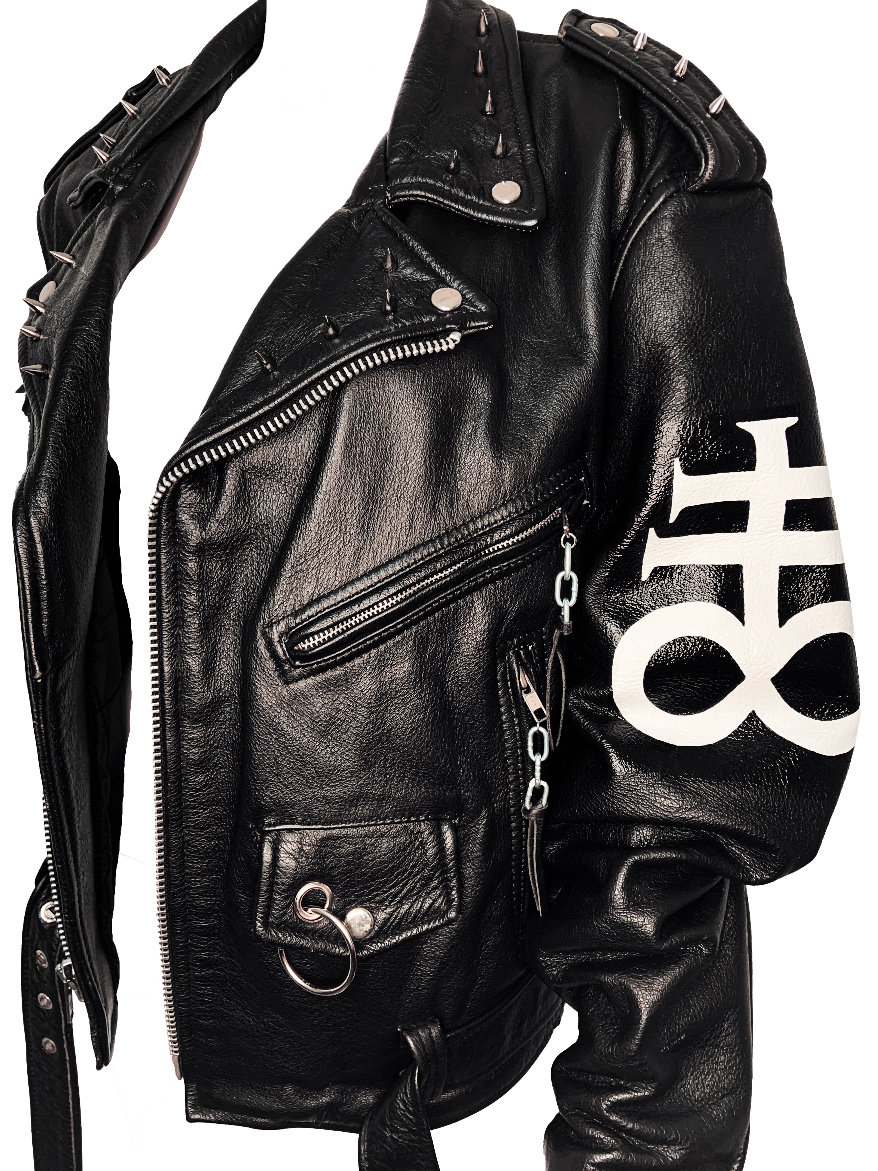 Veste en cuir peinte à la main Baphomet 