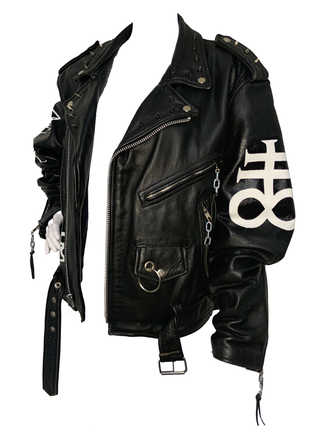 Veste en cuir peinte à la main Baphomet 