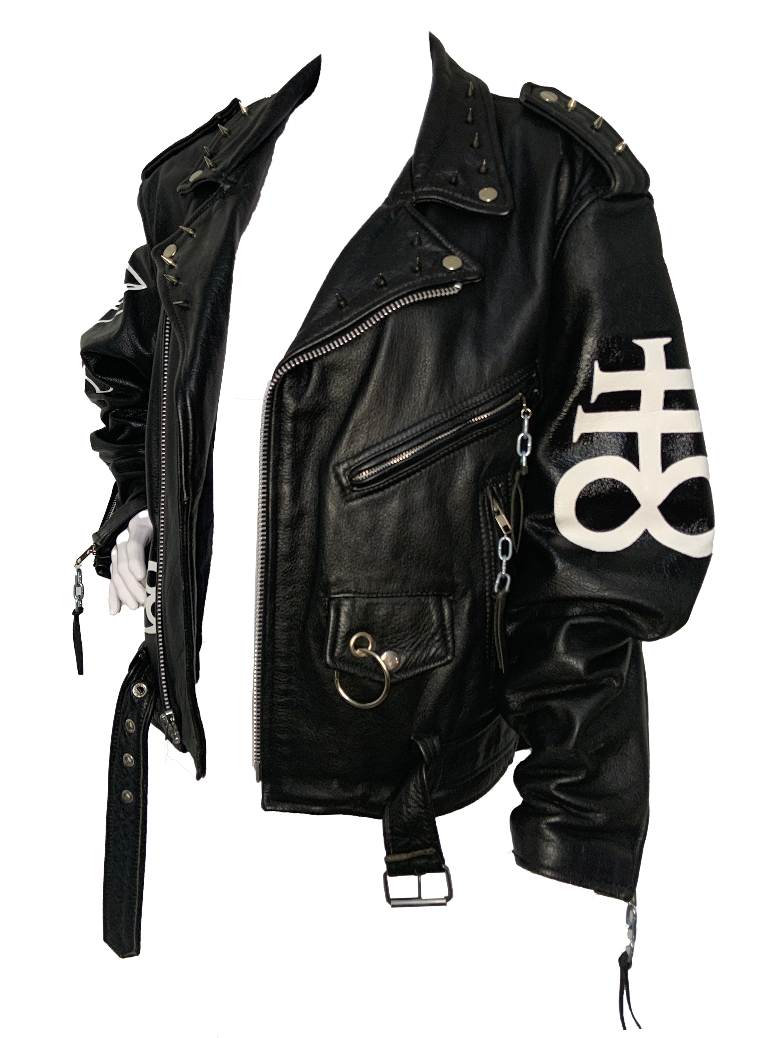 Veste en cuir peinte à la main Baphomet 