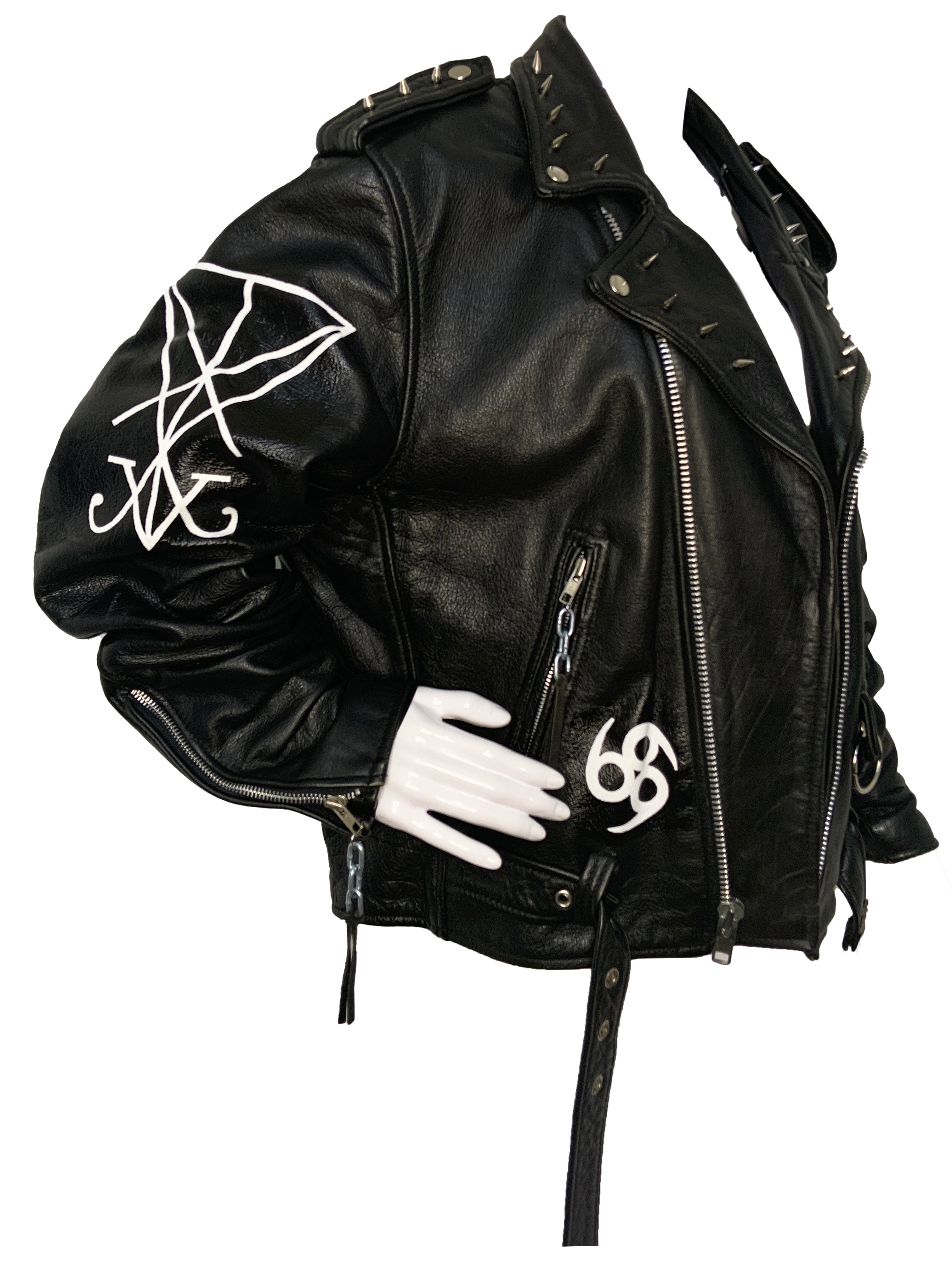 Veste en cuir peinte à la main Baphomet 