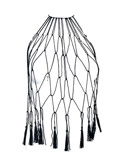 Crazy Nights Macrame Halter Top