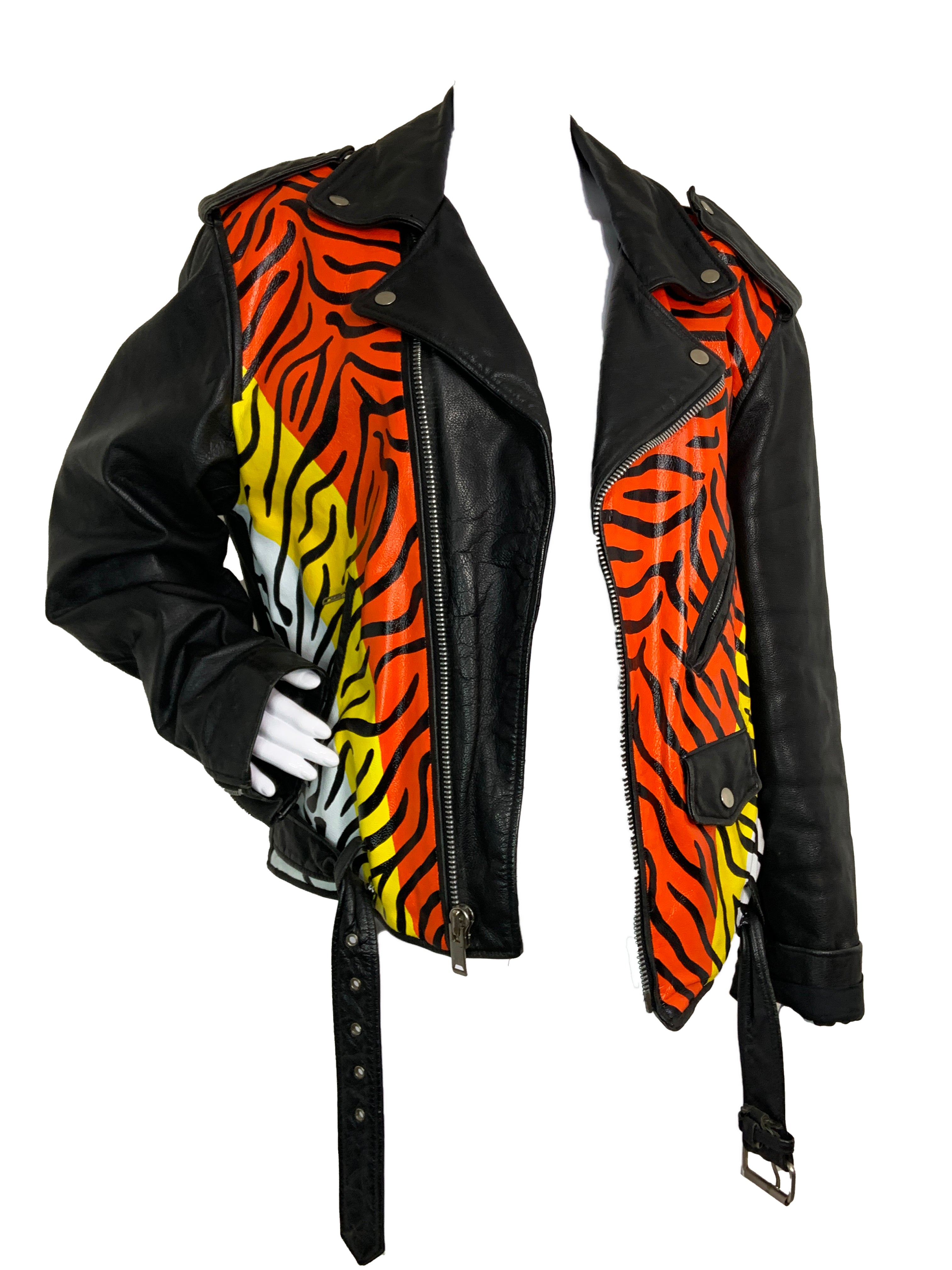 Veste en cuir peinte à la main Dead Kitty 