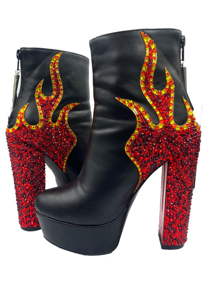 Through The Flamez Rhinestone Boots