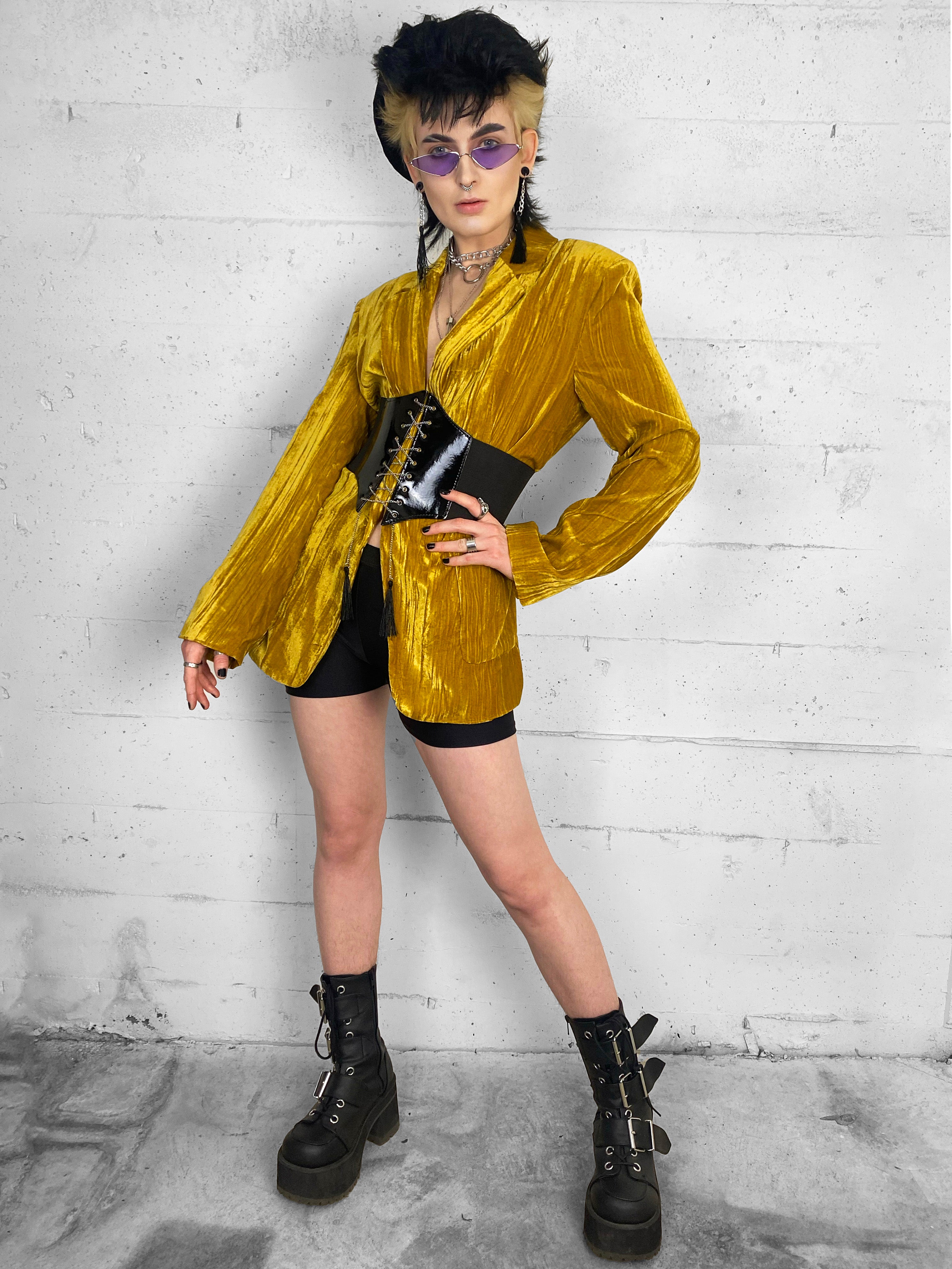 Veste de costume en velours froissé de luxe