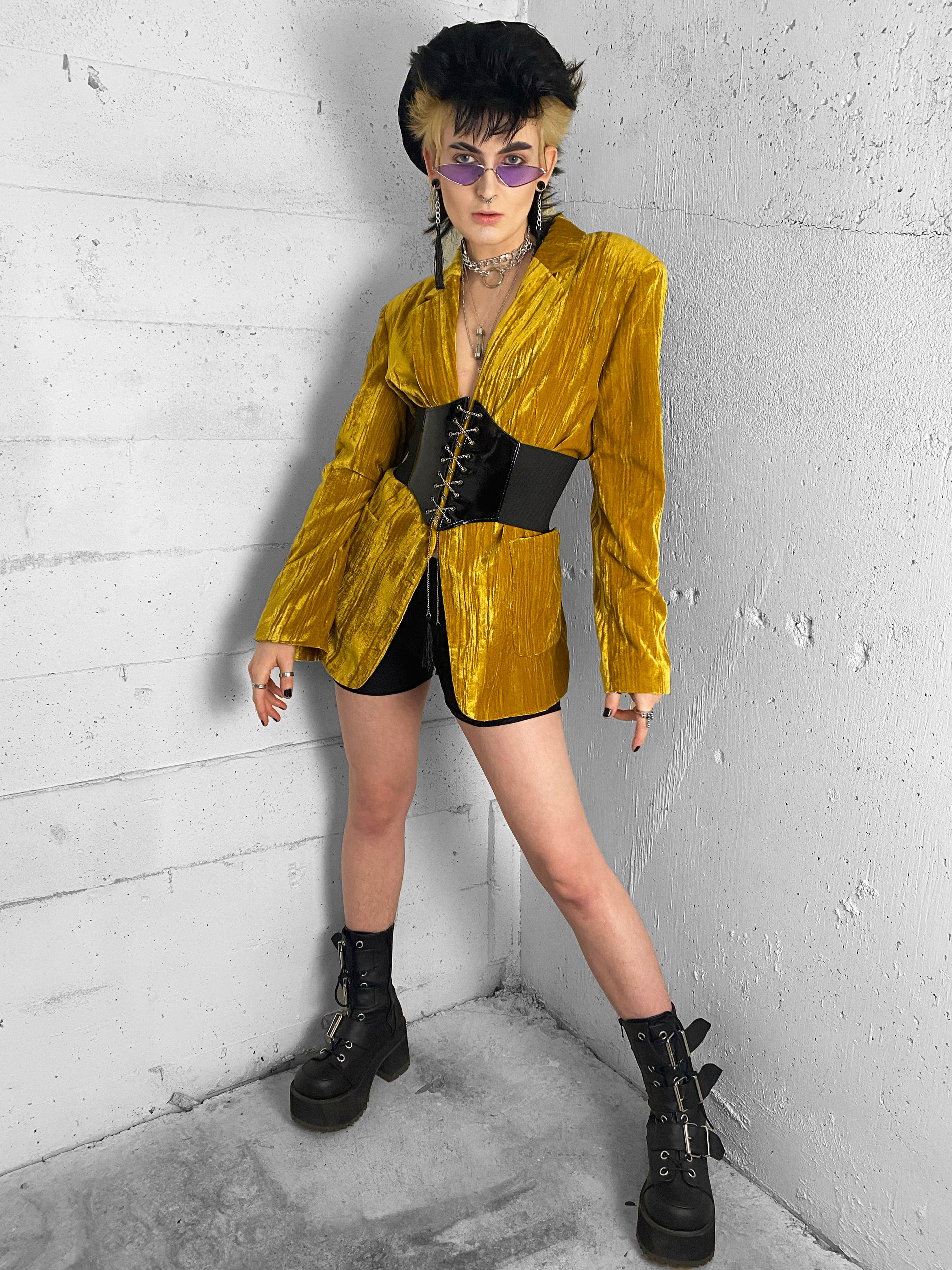 Veste de costume en velours froissé de luxe
